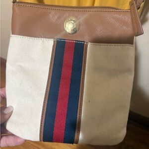 Tommy Hilfiger Beige Crossbody with Red and Blue Stripe
